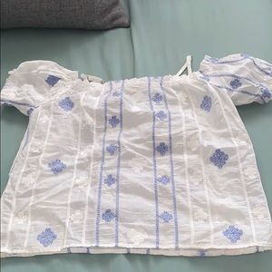 Blue and white blouse